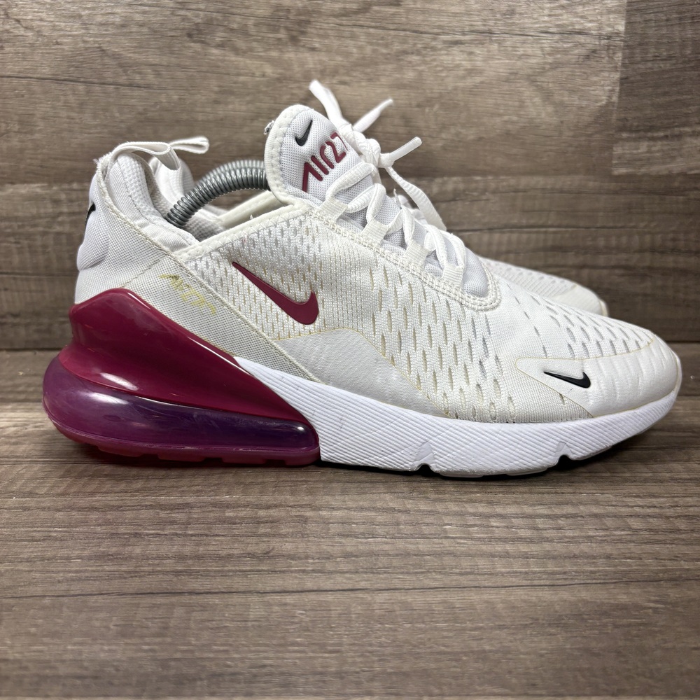 Nike Air Max 270 White Pink Womens US Size 7.5 EUR 38.5 943345-124 Sneakers